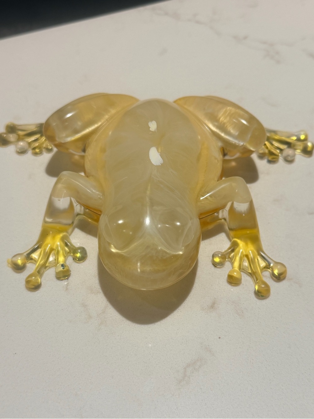 Yellow Resin  Frog Figurine Decorative Accent